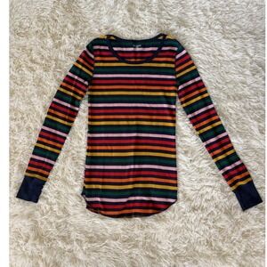 Vintage Old Navy Womens Striped Long Sleeve Tunic Top S Tall Multicolor Casual